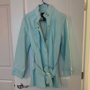 Aqua Belted Trench Coat